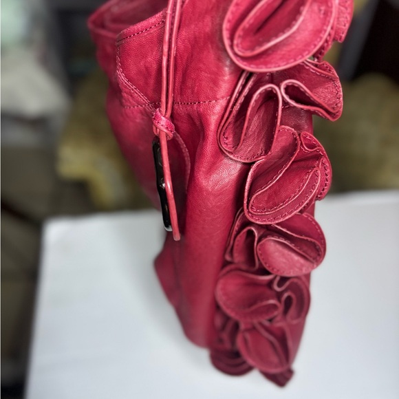 Vince Camuto Vintage Elegant Red Leather with flower side Women's Bag - Picture 5 of 14